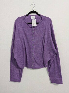 Things Between Women's Seaside Stroll Purple Button Up Cardigan NWT (Large)